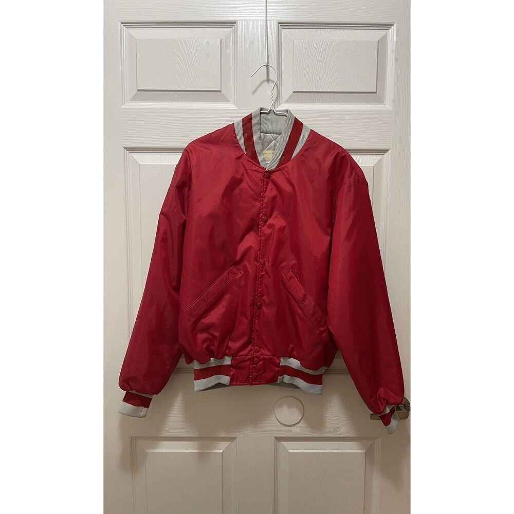 Vtg DeLong Sportswear Men's Jacket Button Windbreaker Size M USA Red